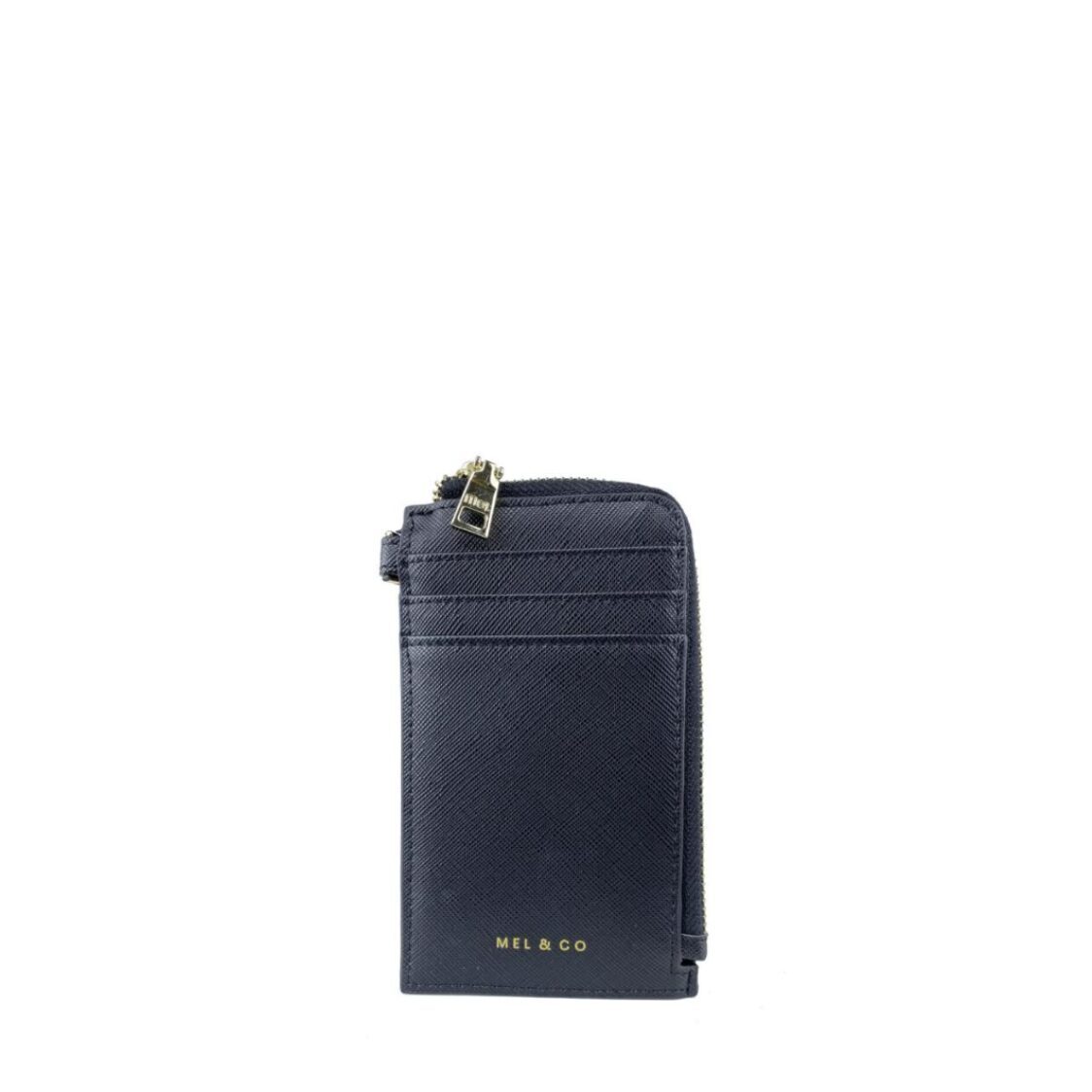 Mel&Co Saffiano-Effect L-Zip Lanyard Card Holder