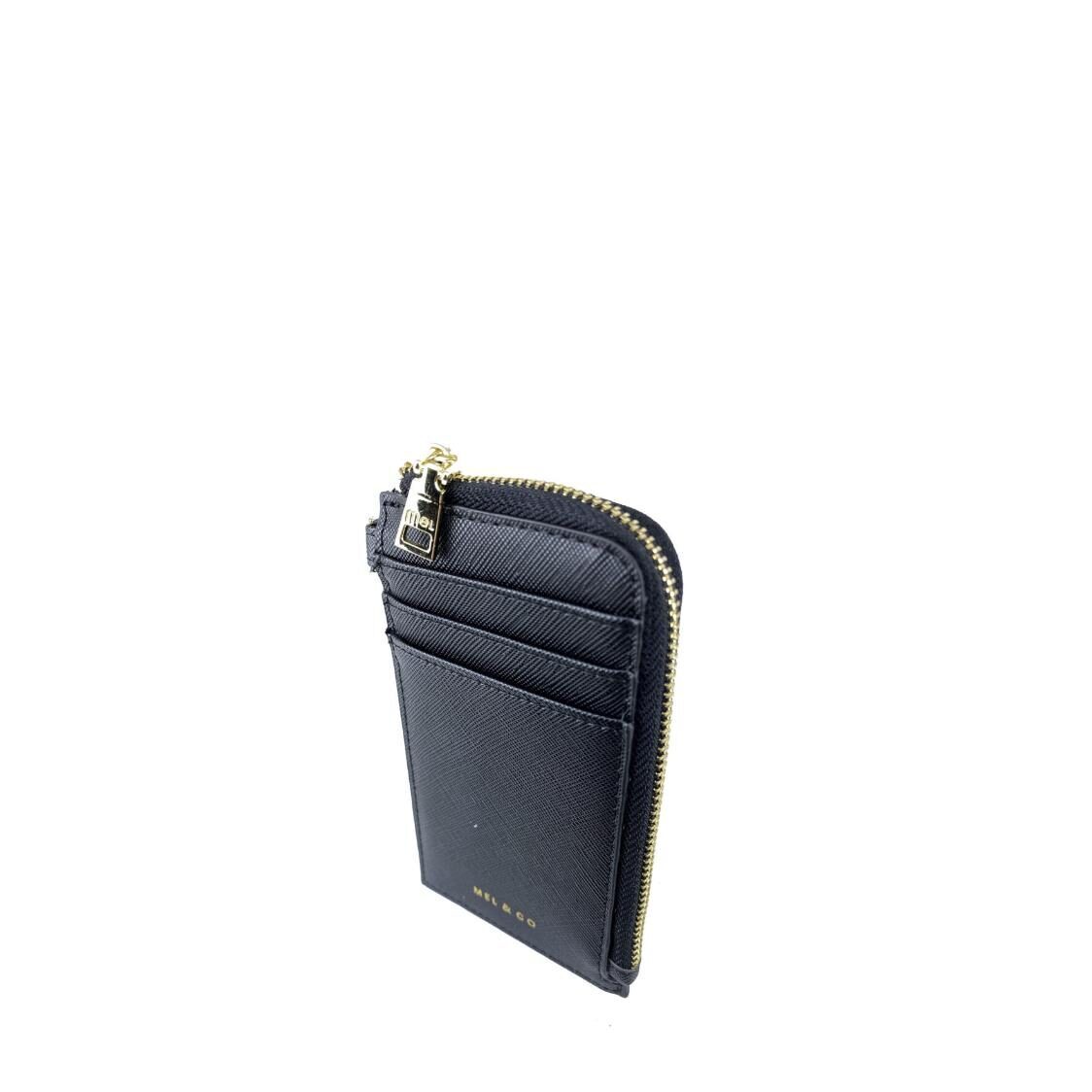 Mel&Co Saffiano-Effect L-Zip Lanyard Card Holder