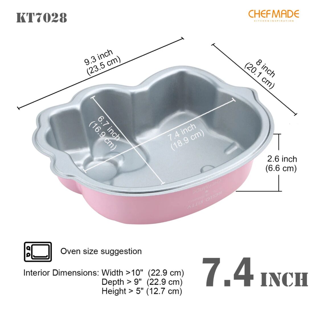 Chefmade Non-Stick Cake Pan L23.5Xw20.1xH6.6cm Pink Hello Kitty (1898cm-KT7028)