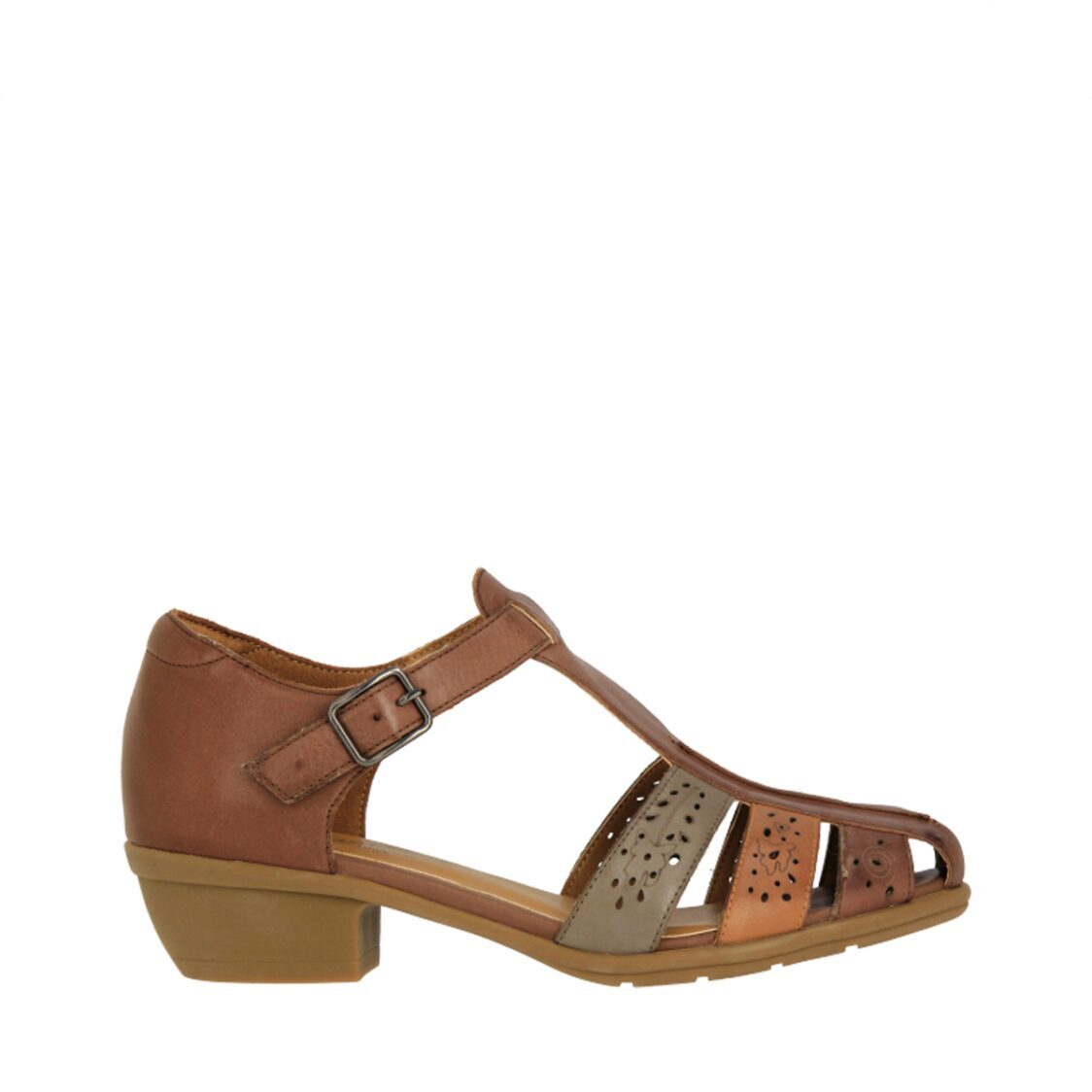 Barani 19606 Brown Leather Heeled Sandals (Short)