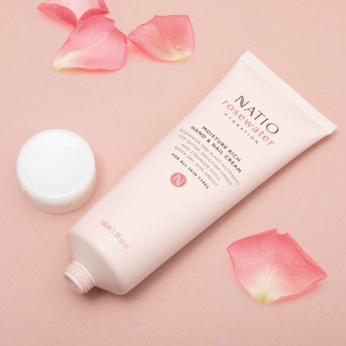 Natio Rosewater Hydration Moisture Rich Hand & Nail Cream 100ml