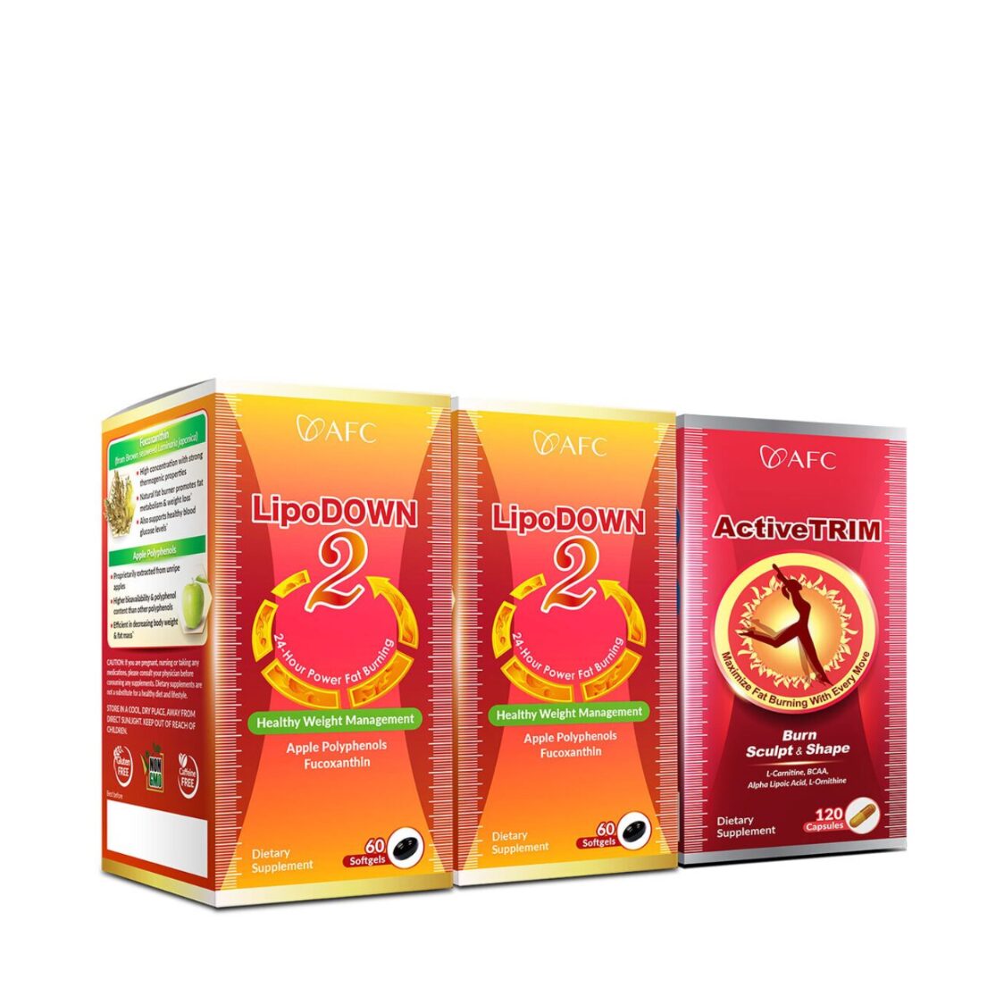 AFC Japan Lipodown2 60 Softgels Twin Packs + ActiveSLIM 120 caps