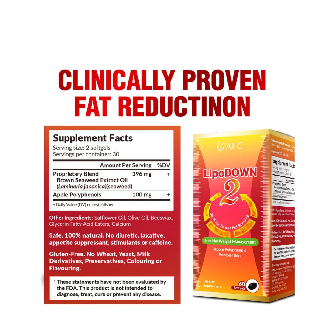 AFC Japan Lipodown2 60 Softgels Twin Packs + ActiveSLIM 120 caps