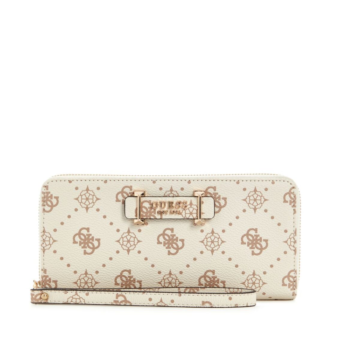 Guess Silia Slg Large Zip Around - Vanilla Logo