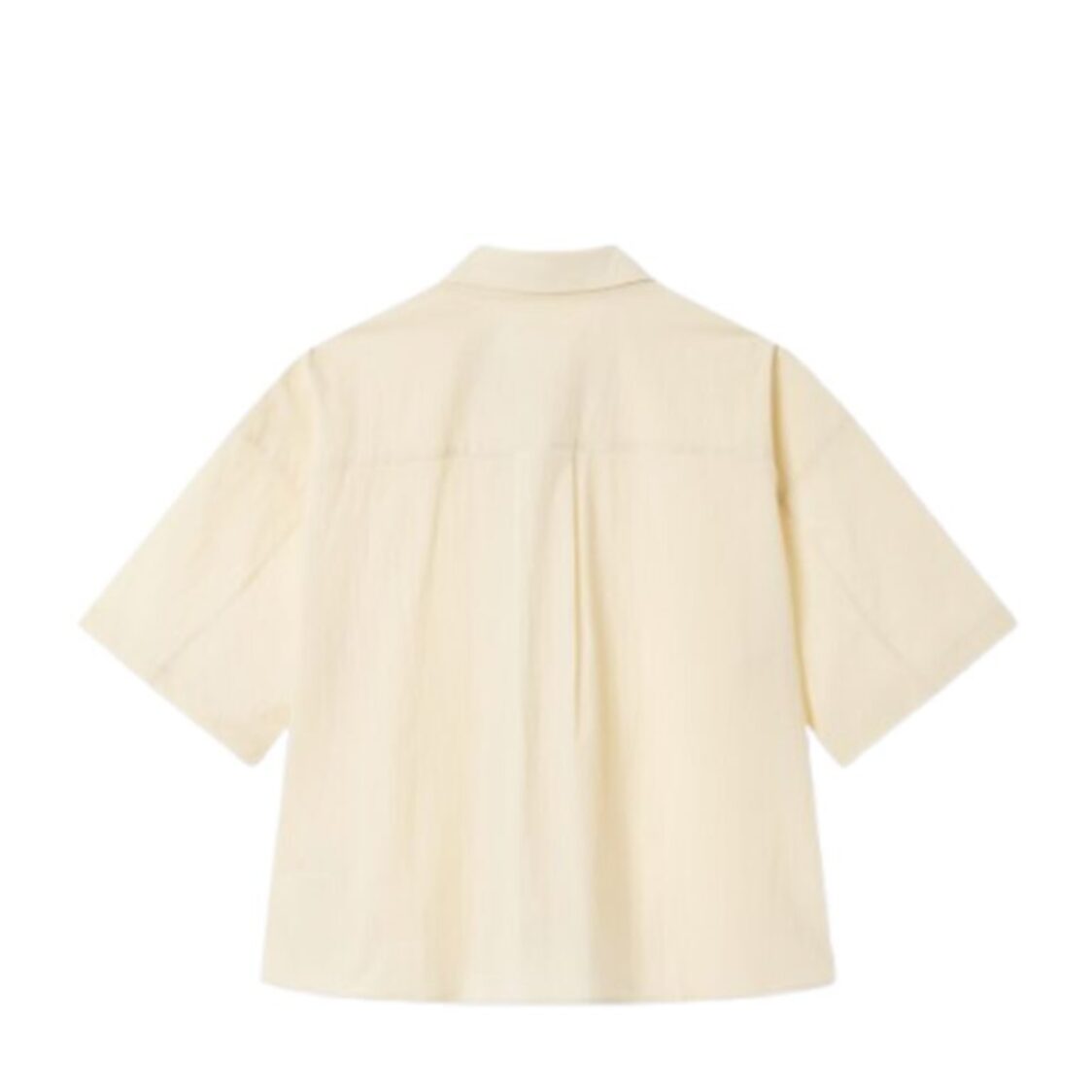 Studio Tomboy Neck Shirring Short Sleeve Shirt Cream