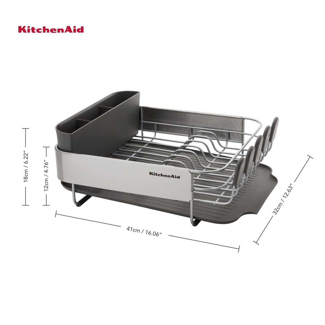 KitchenAid Stainless Steel Wrap Dish Rack Satin Gray