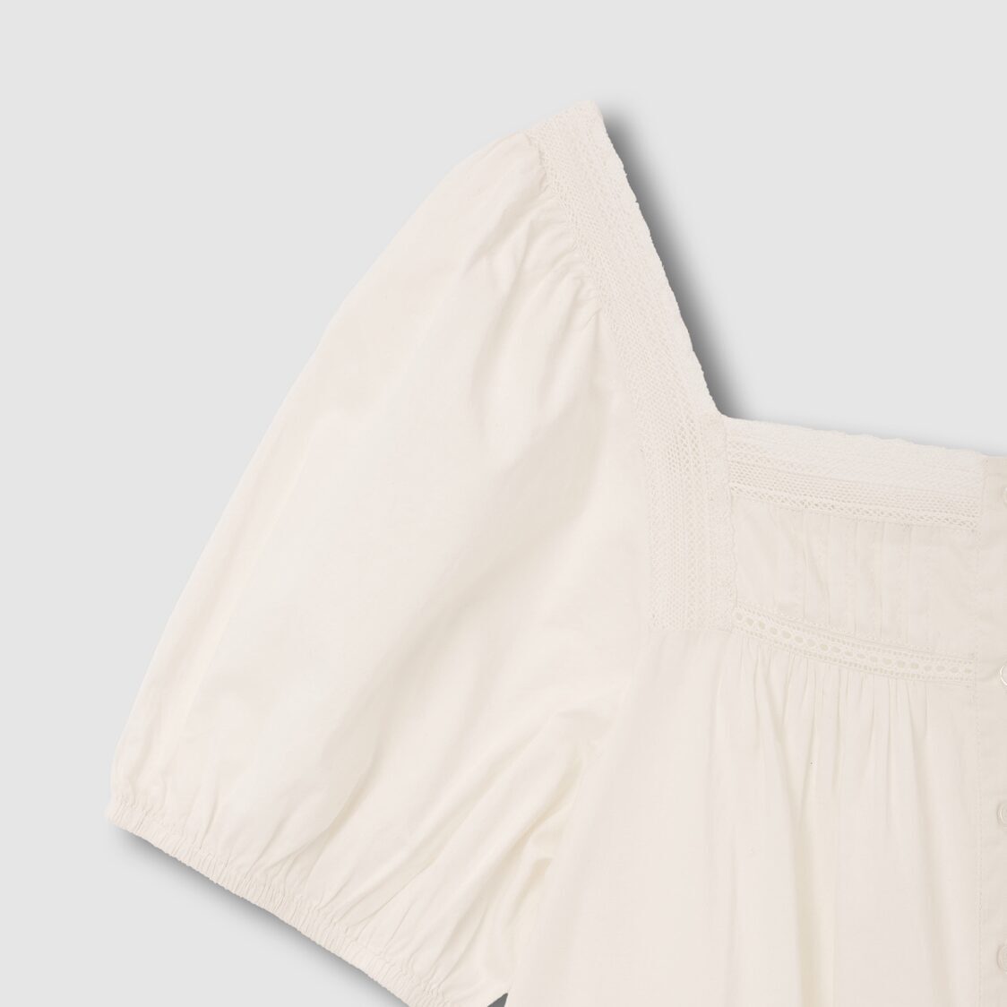 Jaju Women Eyelet Short Sleeve Pajama Dress Ivory