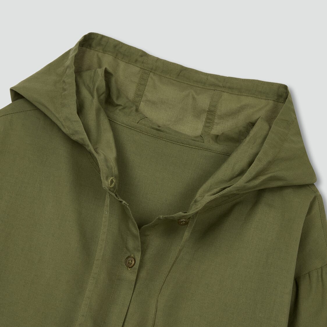 Jaju Women Pure Cotton Hooded Lounge Shirt Khaki