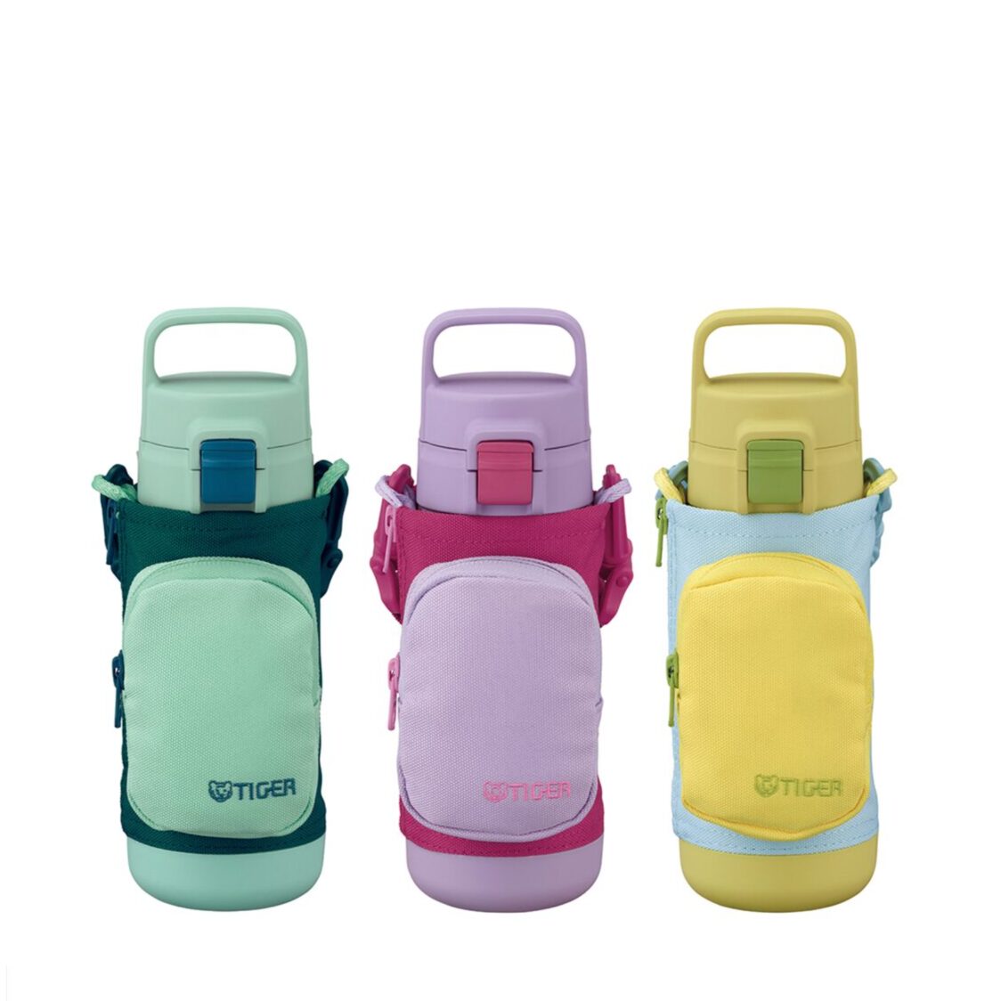 Tiger 500ml Anti-Bacteria Double S/Steel Kids Bottle With Pouch - Yellow Blue (MTA-A050 YB)