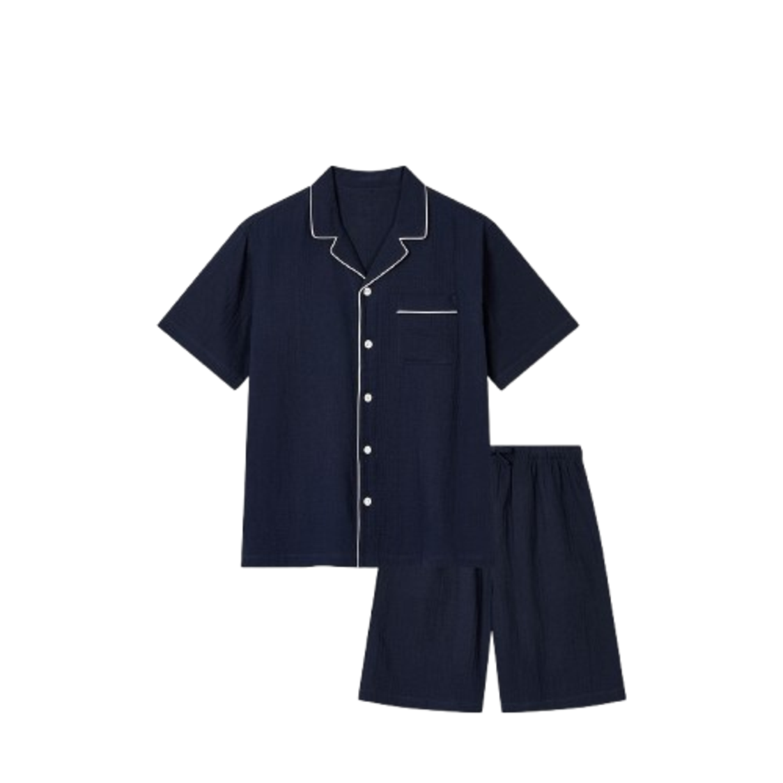 Jaju Men Summer Double Cotton Pajama Set Navy