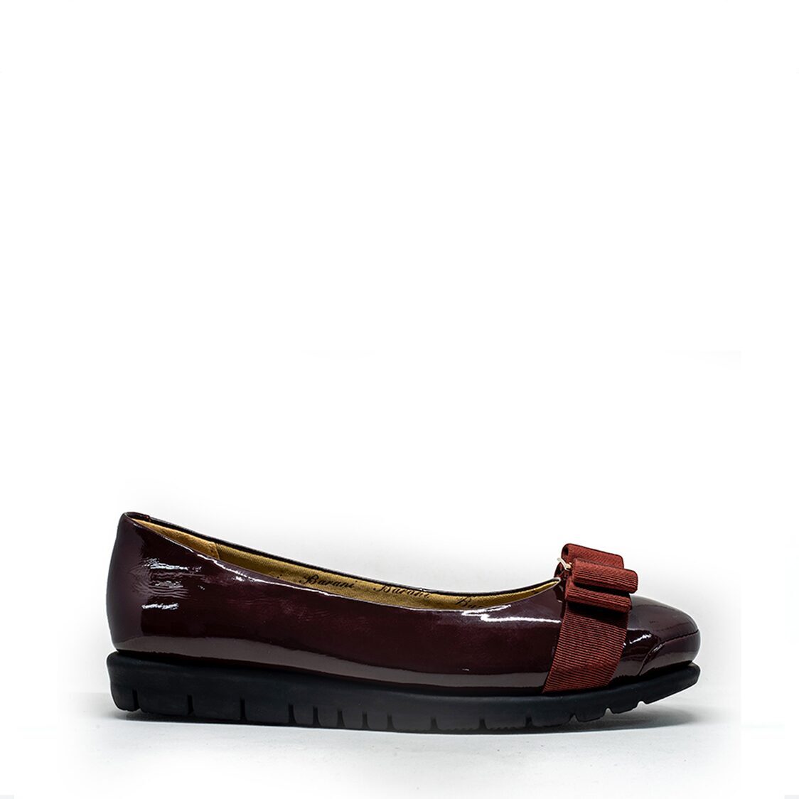 Barani 8841-199 Leather Pumps/Ballet Flats Maroon Patent (With Fixed Buckle)