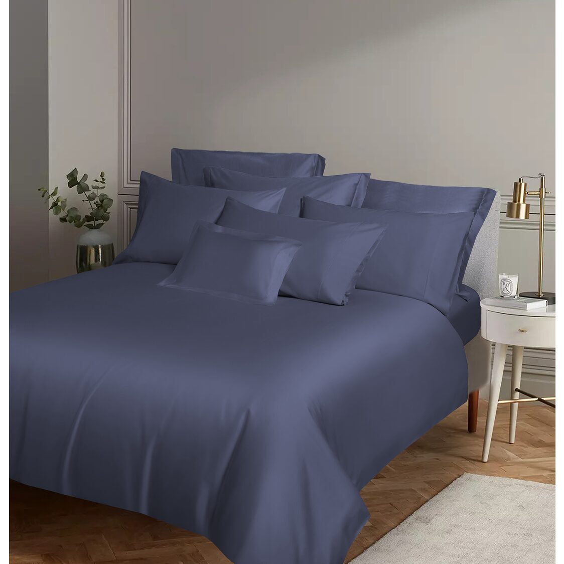 Kinu Gold Quilt Cover Dark Blue