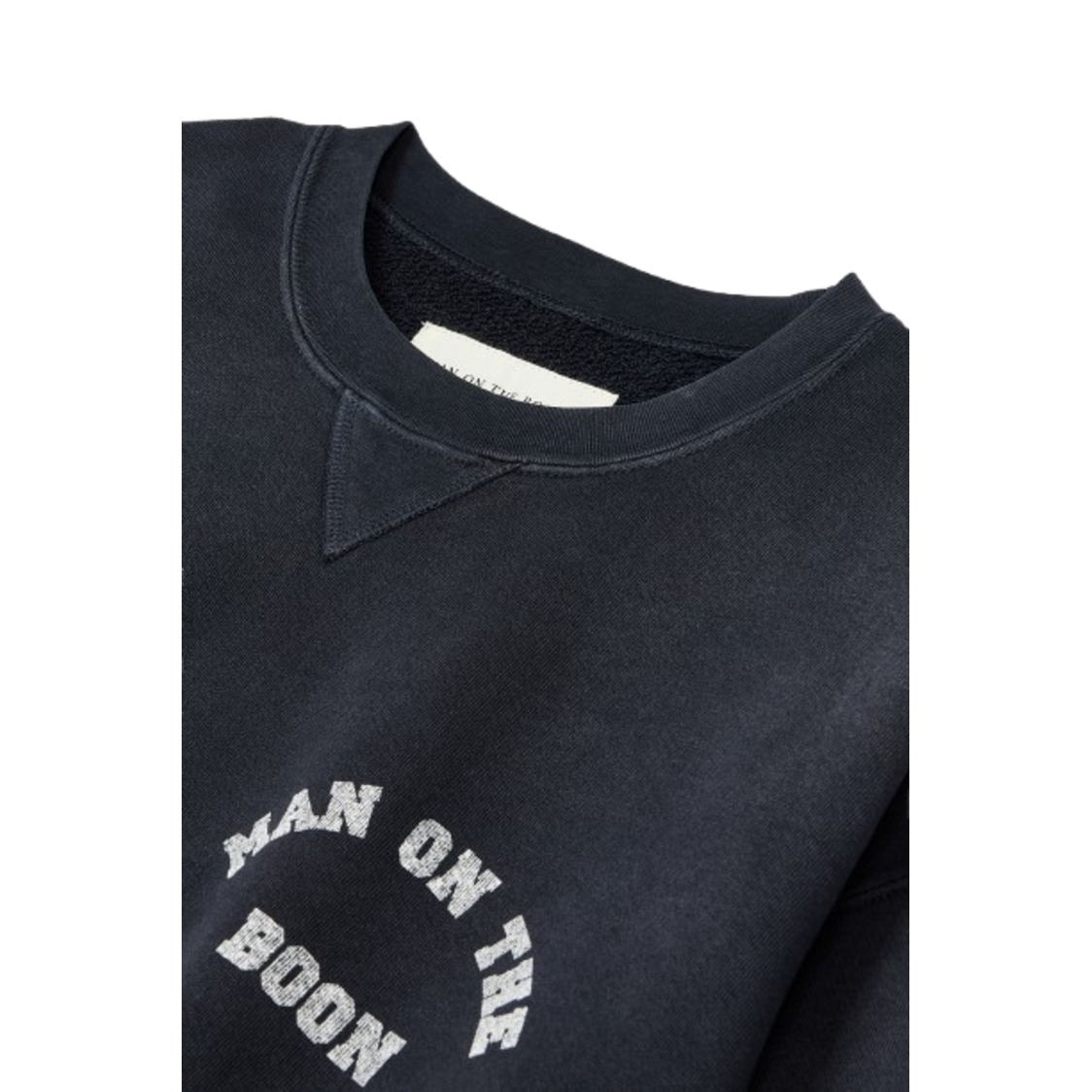 Man On The Boon Made In Usa Washed Terry Sweat Crew Black