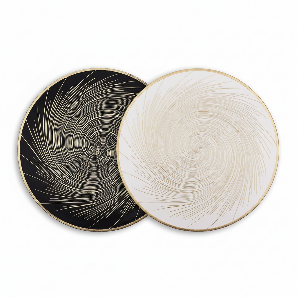 Rapee Balls Gold Embossed Placemat – Swirl Design – 38 cm Round – White