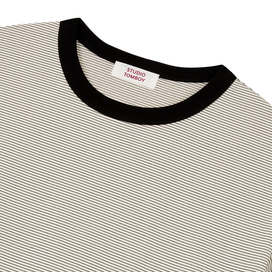 Studio Tomboy Striped Round Neck T-Shirt Beige