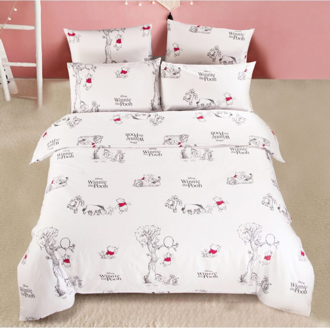 Disney 900TC 100% Cotton Sateen Quilt Cover Set-Pooh & Friends