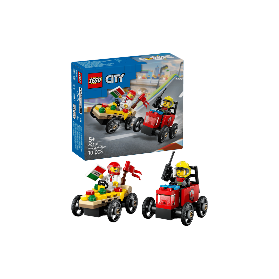 Lego City Pizza vs. Fire Truck Race Car Pack 60458
