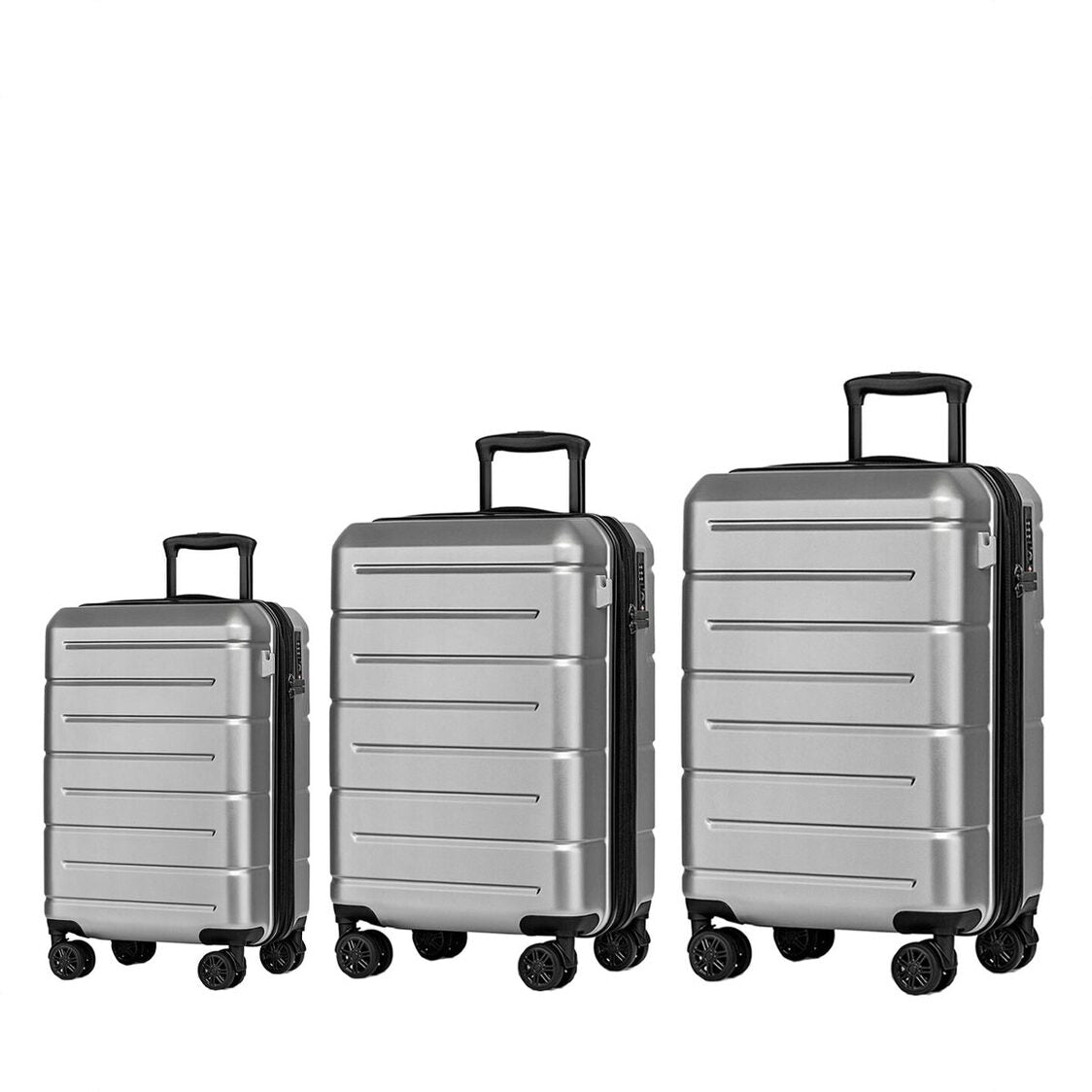 M Collection Expandable TSA Lock 360 Silent Brake Wheel Luggage Silver Grey