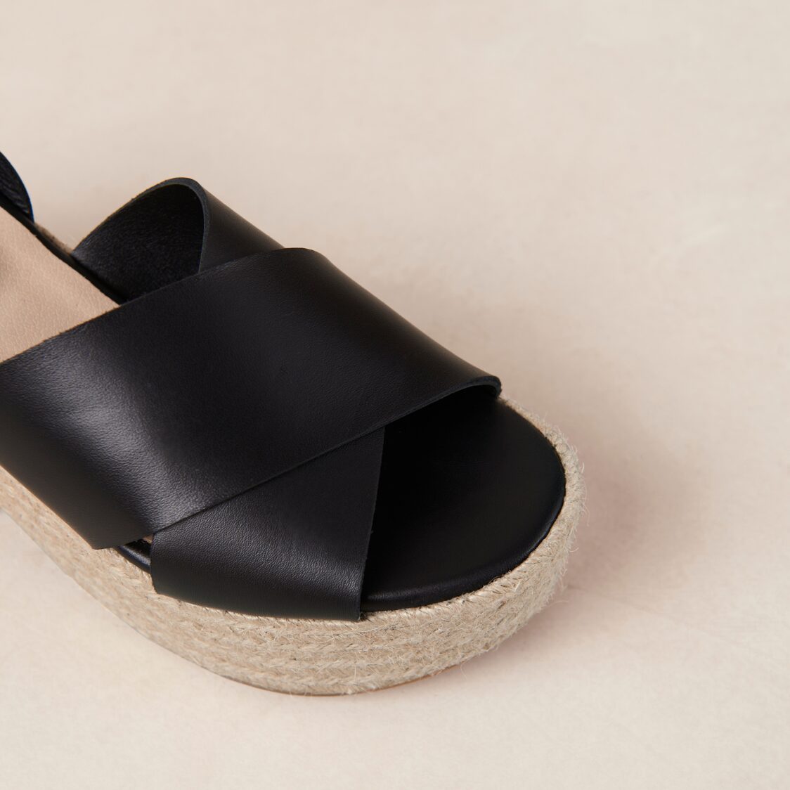 Alohas Lyla Black Leather Espadrilles