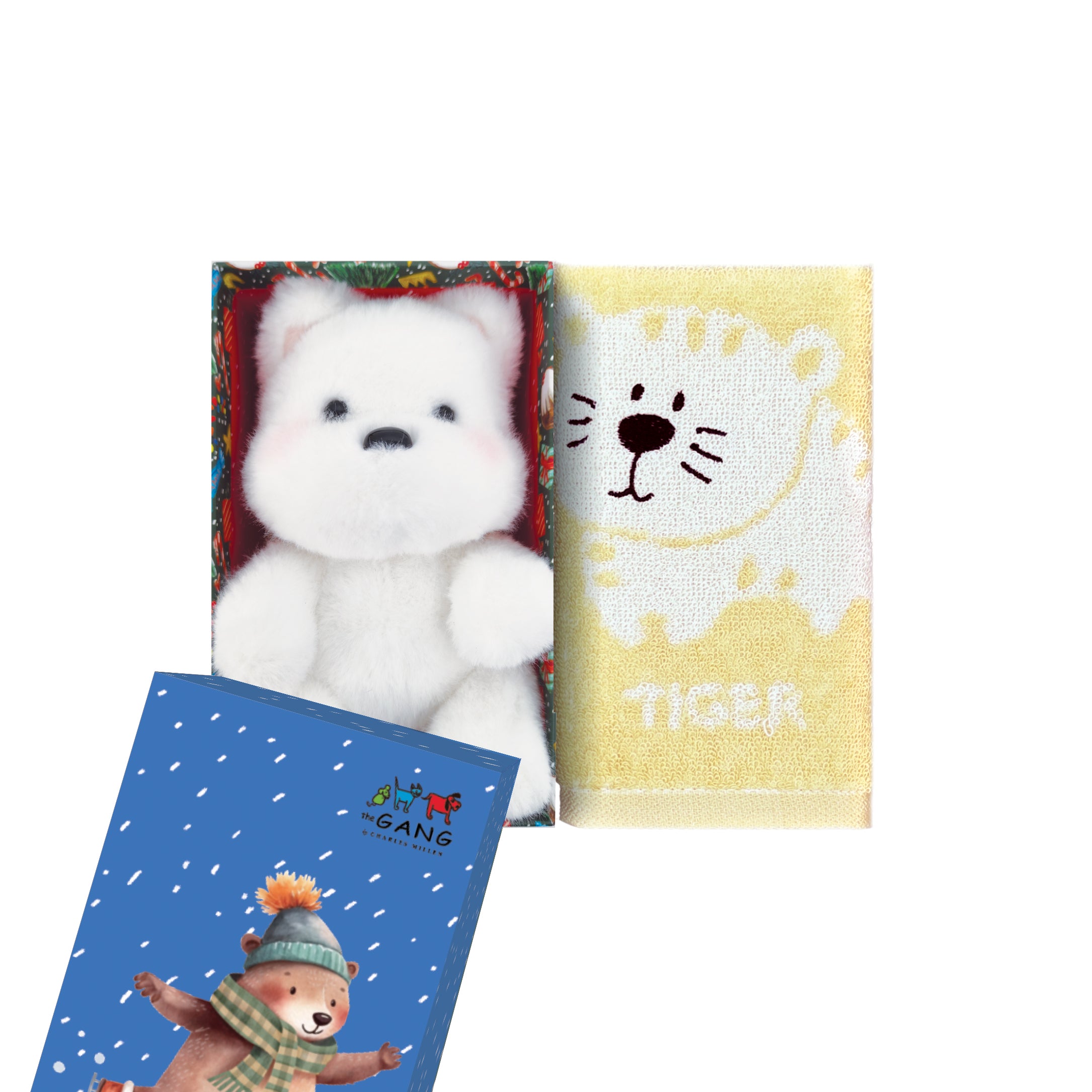 The Gang The Rangers Series The Mobz Premium Cotton Bath Linen X'mas Gift Set, 1 Piece Junior Hand Towel With 1 Piece Animal Plush