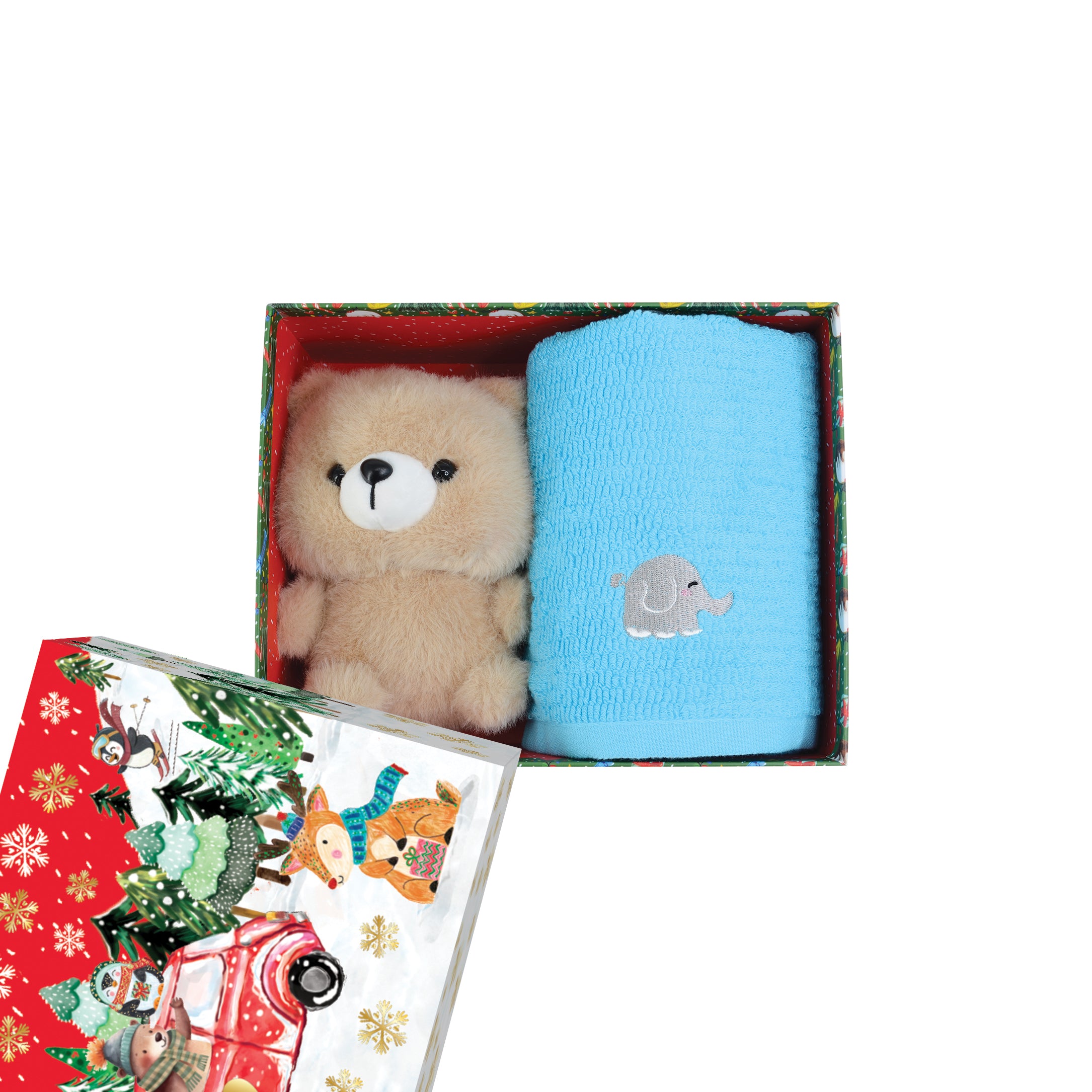 The Gang The Rangers Series The Ruffz Premium Cotton Bath Linen X'mas Gift Set, 1 Piece Sports Bath Towel With 1 Piece Animal Plush