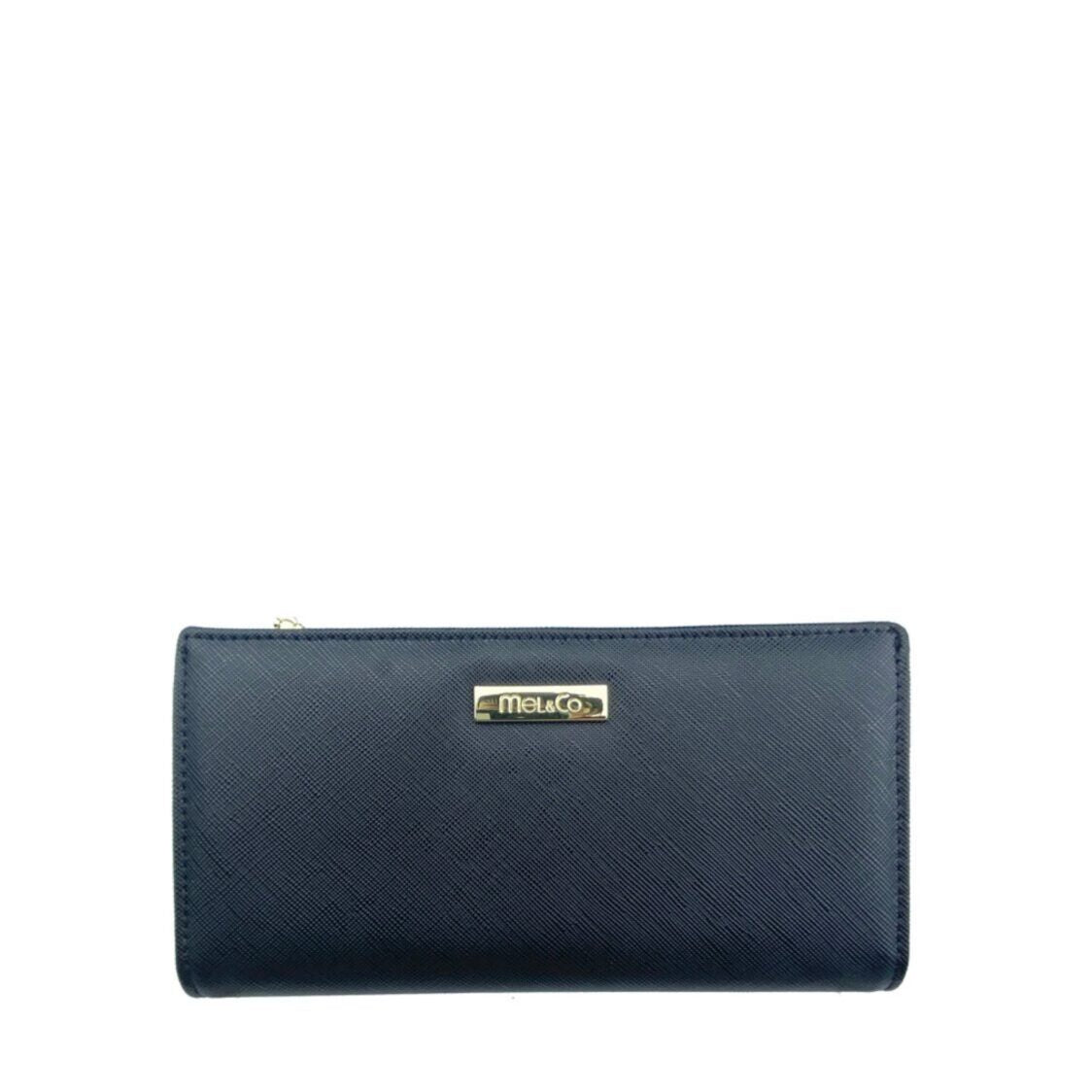 Mel&Co Saffiano Leatherette Bi-Fold Snap Long Wallet