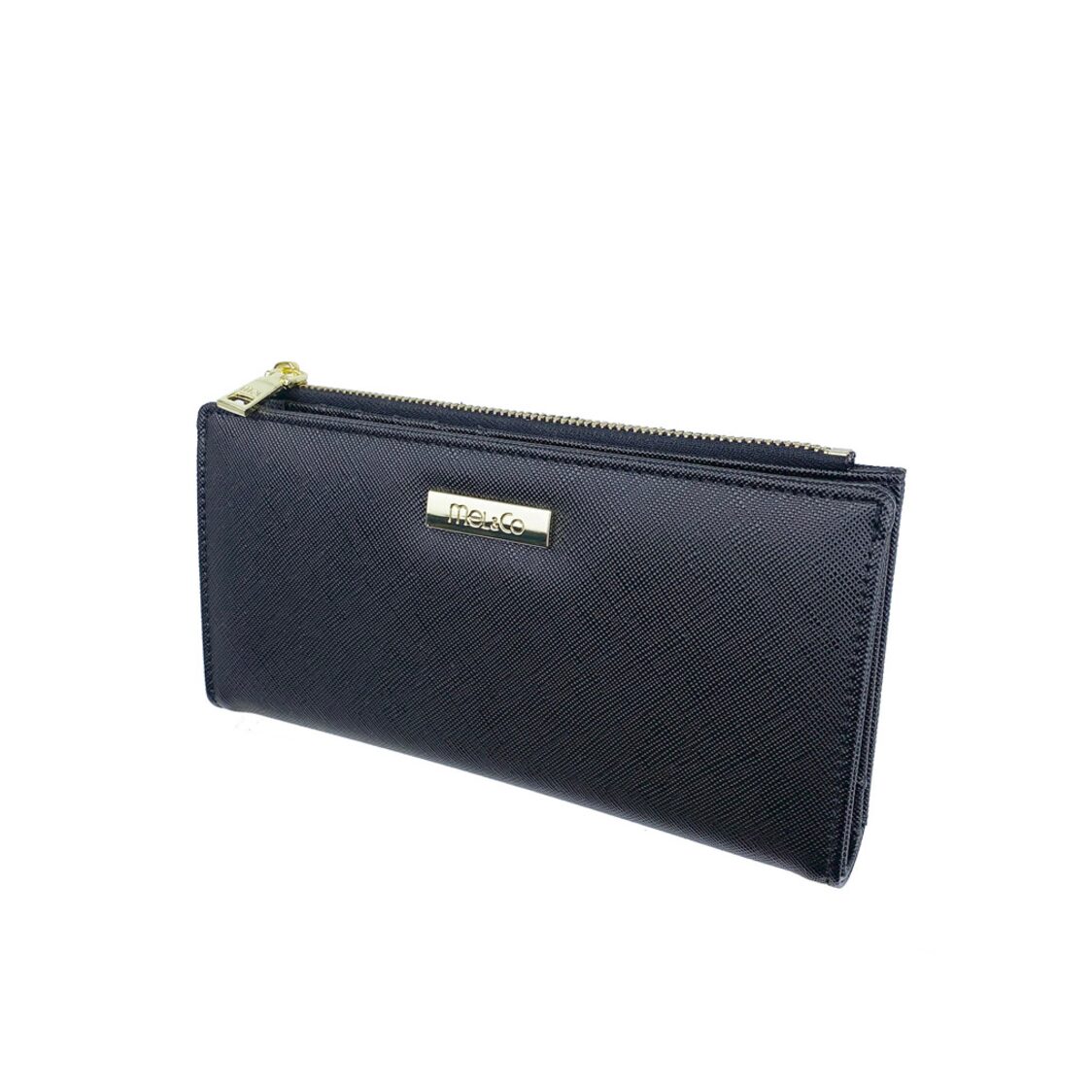 Mel&Co Saffiano Leatherette Bi-Fold Snap Long Wallet