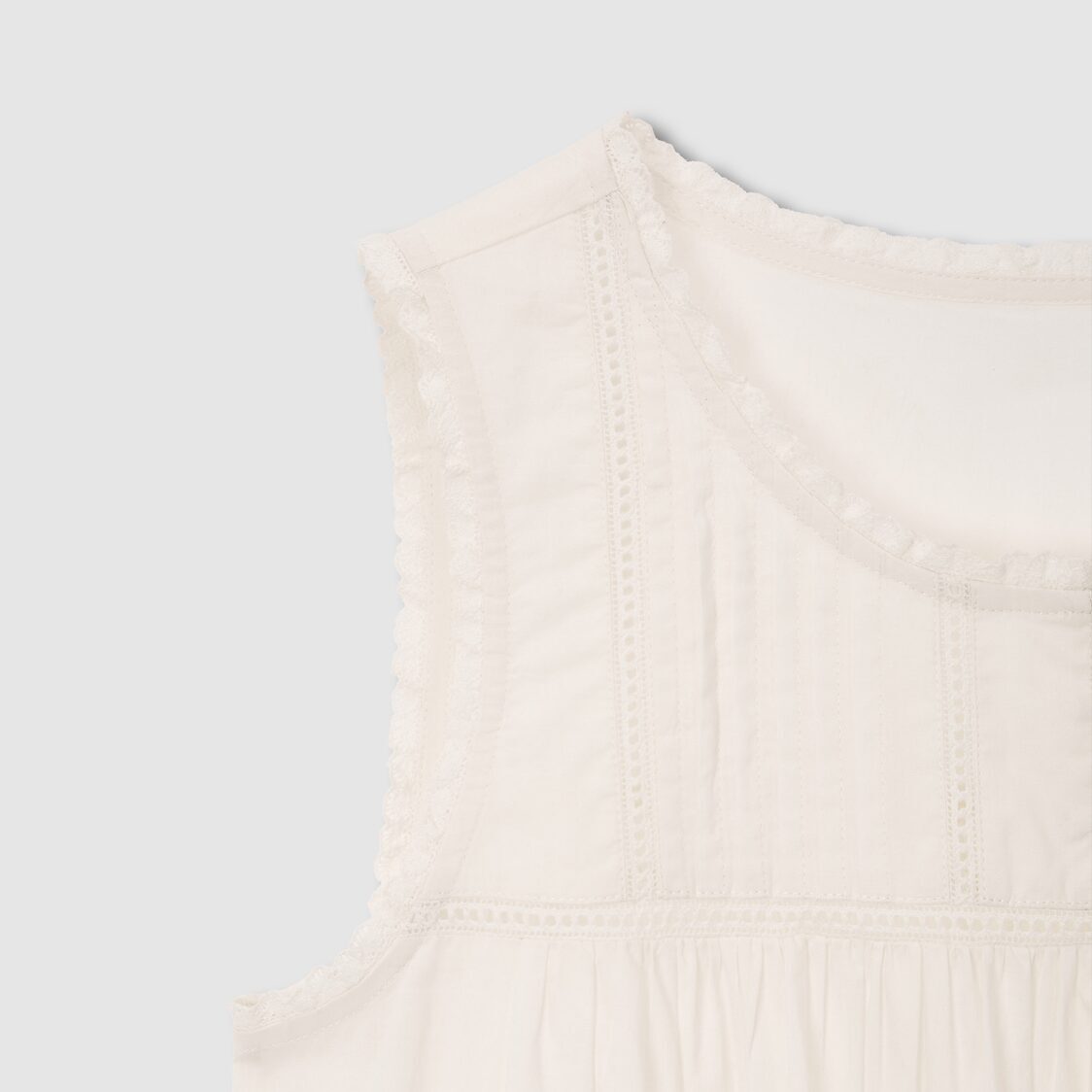 Jaju Women Eyelet Sleeveless Pajama Dress Ivory