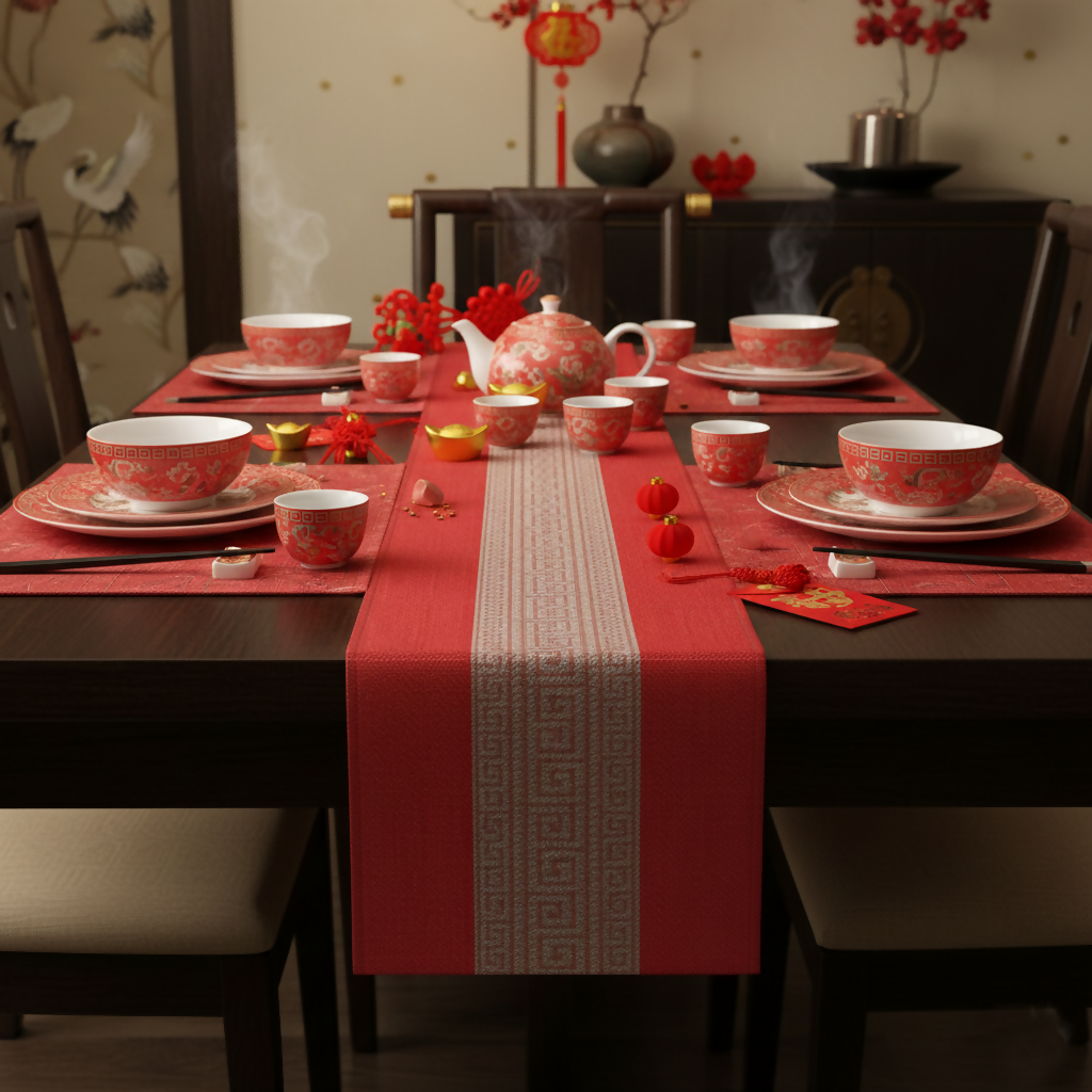 GREEK Table Runner | Greek Key Texilene - 30 x 180 cm, Red