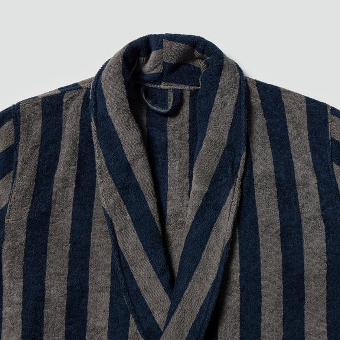 Jaju Stripe Terry Bathrobe Navy