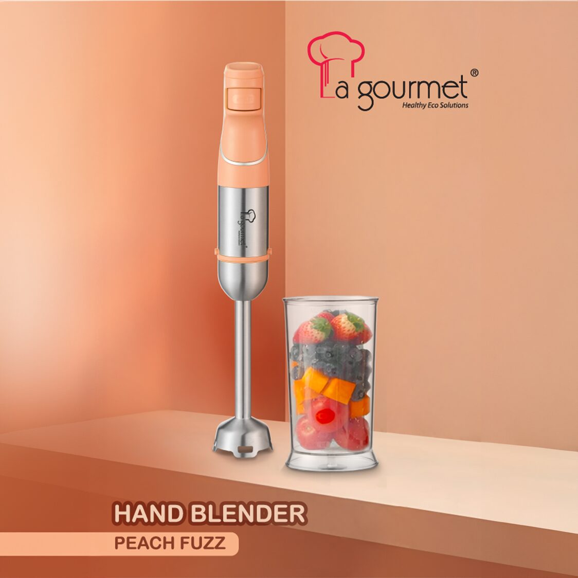La Gourmet Hand Blender Set - Peach Fuzz (LGELHB421388) + Free Flame 850ml Thermal Lunch Box (Worth $19.90) (LGPGFE410221)