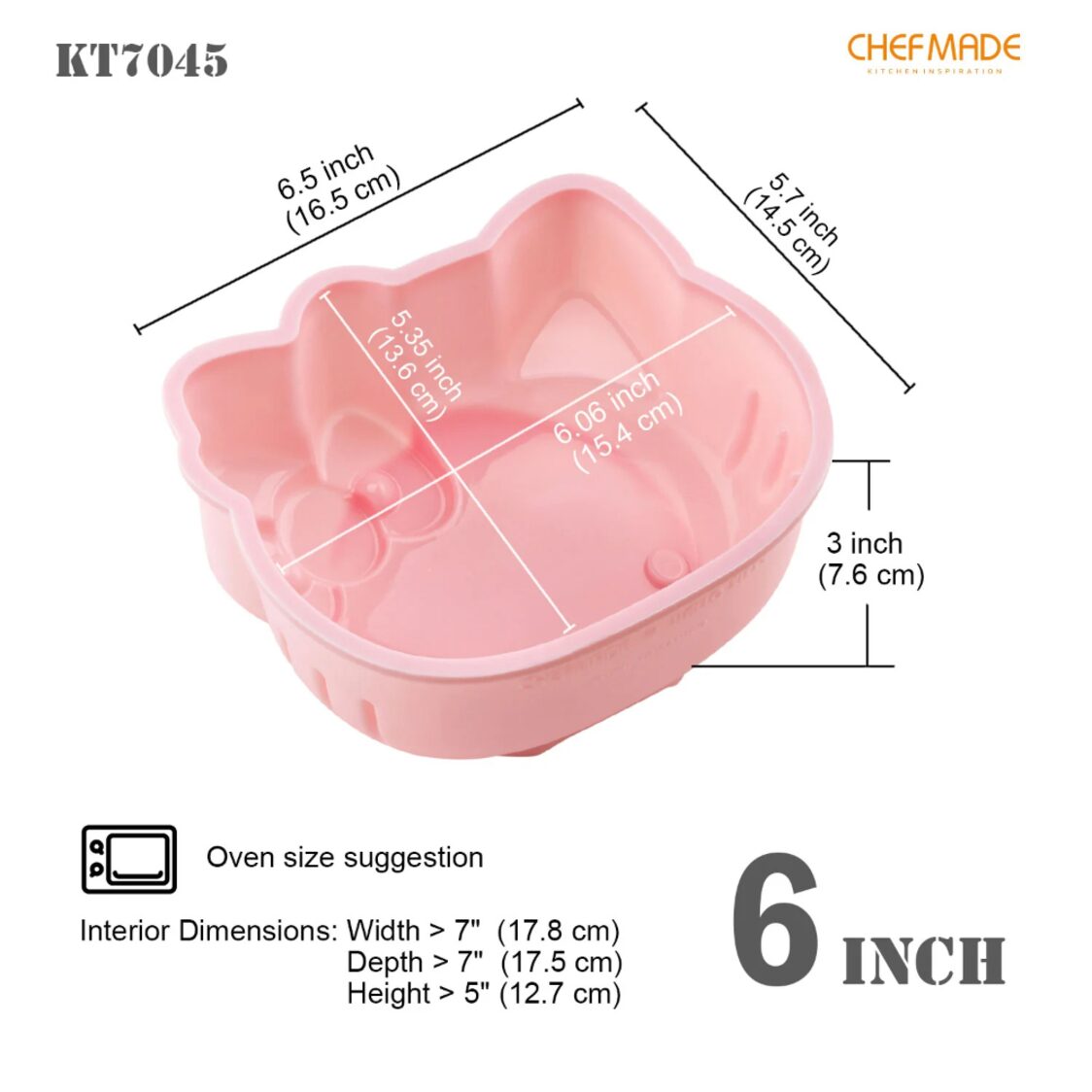 Chefmade Silicone Cake Mould 6 Inch Pink Hello Kitty (1898cm-KT7045)