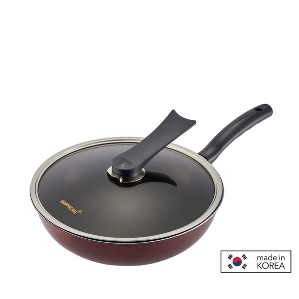 Happycall Solaris Diamond IH 28cm Non-Stick Wok Pan with Glass Lid (3900-0563)