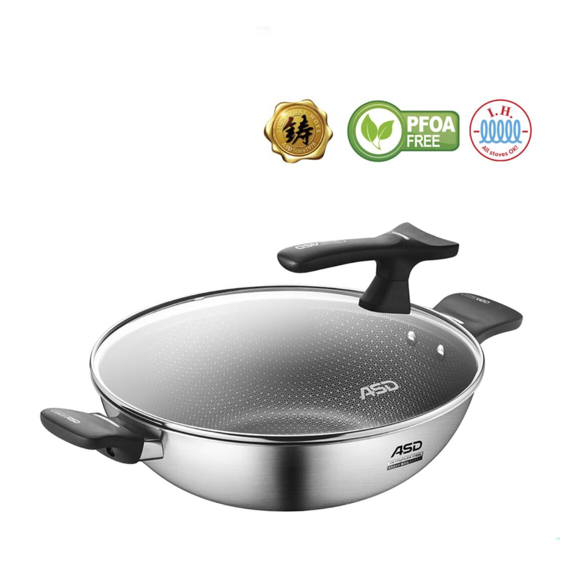 ASD Hybrid 3-Ply IH Hex-Wok 36cm (HP36HHW)