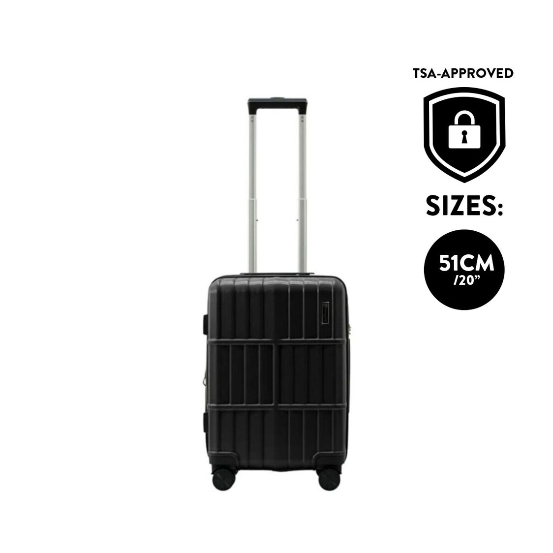 Pierre Cardin Luggage ABS+PC 4 Double Wheels Expandable Trolley Luggage Case (Anti-Theft Zipper and TSA Combination Lock) - Black