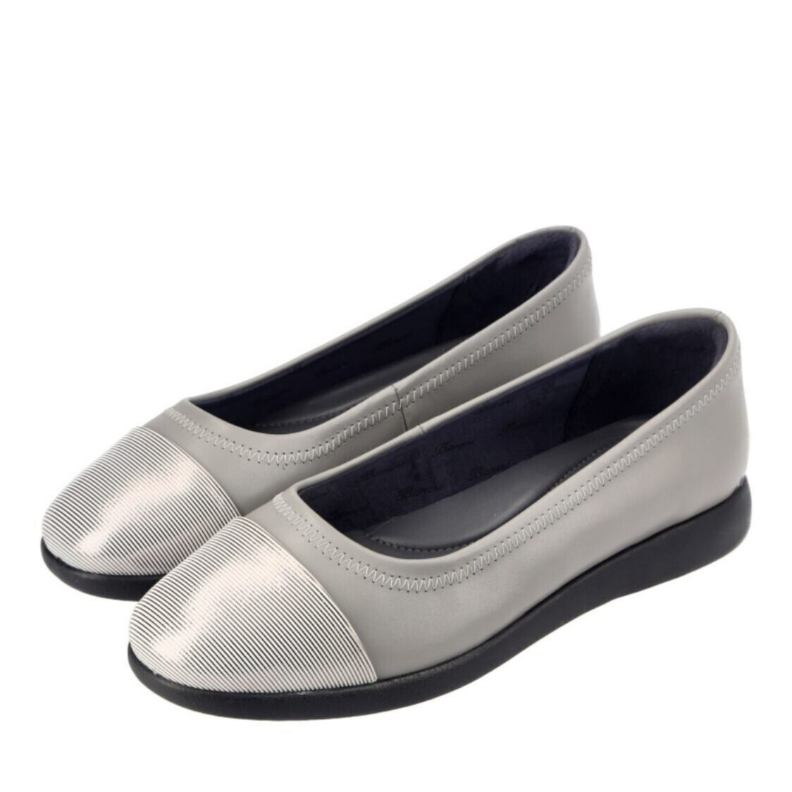 Barani Leather Pumps/Ballet Flats 1321 Grey