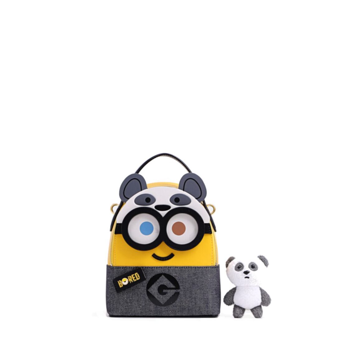 Fion Minions Denim with Leather Backpack - Panda FAAFALS005YLWBLEZZ