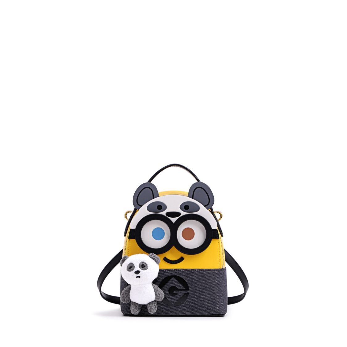 Fion Minions Denim with Leather Backpack - Panda FAAFALS005YLWBLEZZ