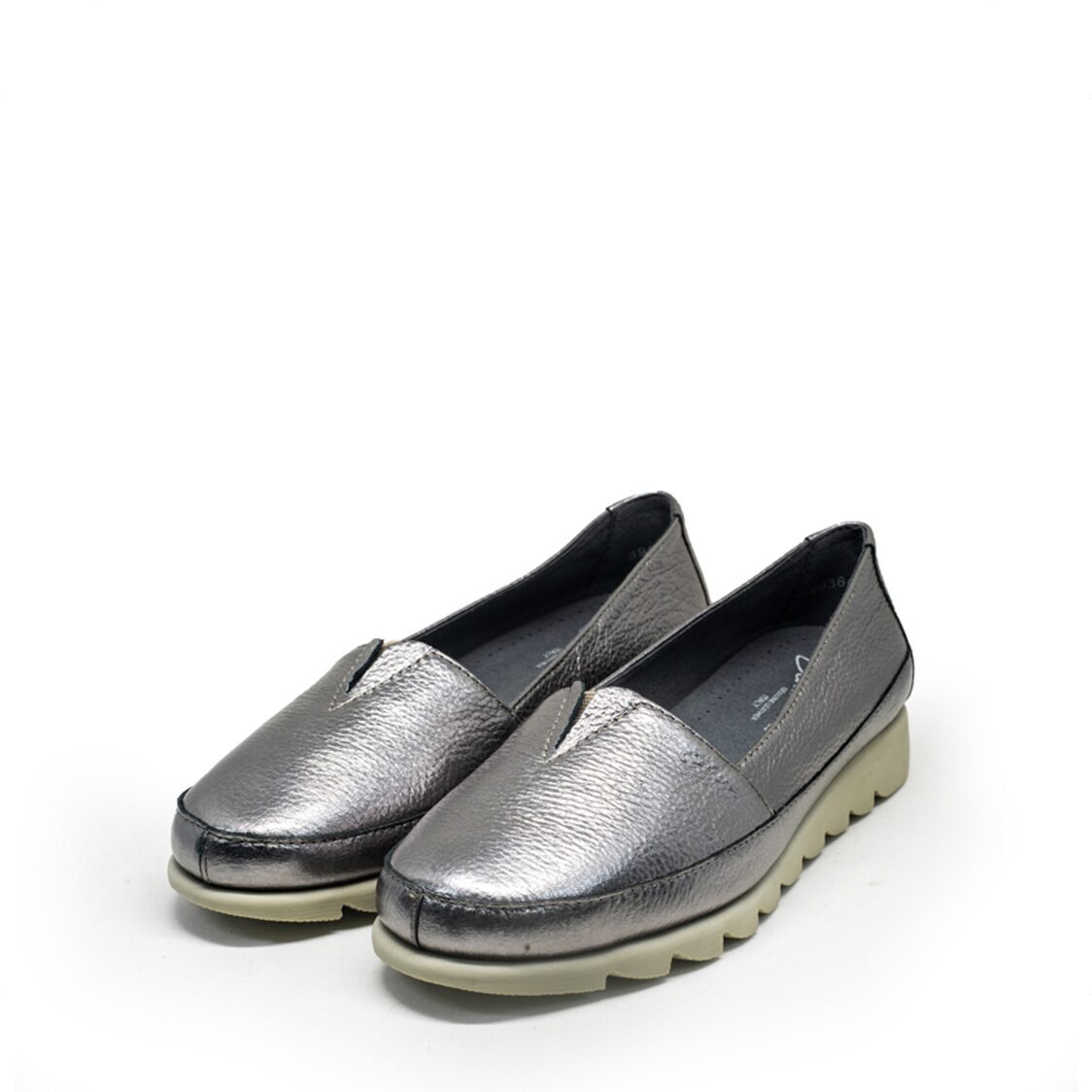 Barani 8938-71 Leather Pumps/Ballet Flats (Silver)