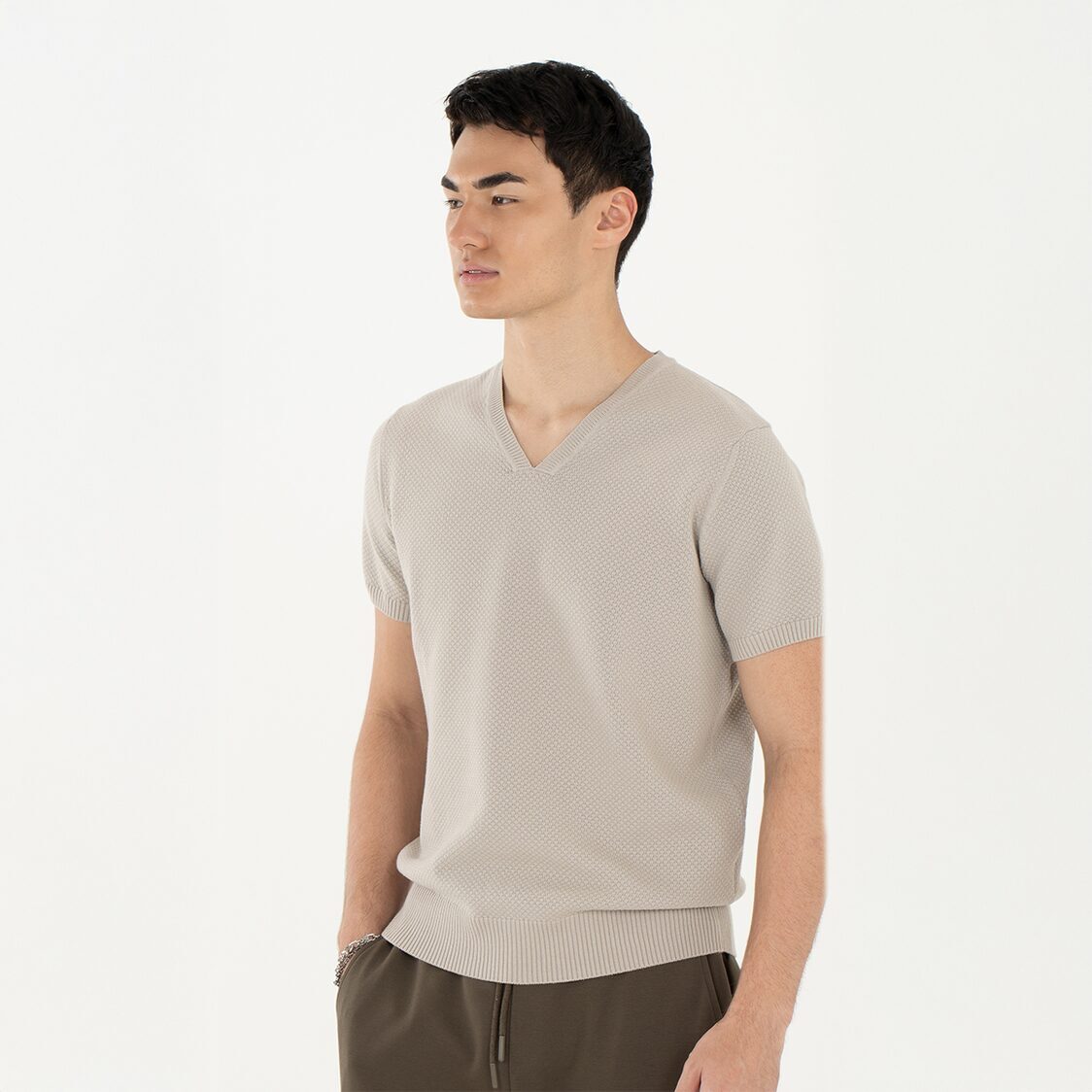 K/Woods Mens Calmline V-neck - Almond