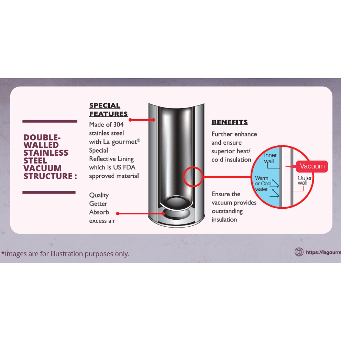 La Gourmet Classic 0.5L Super Light Thermal Flask Lgcc350831