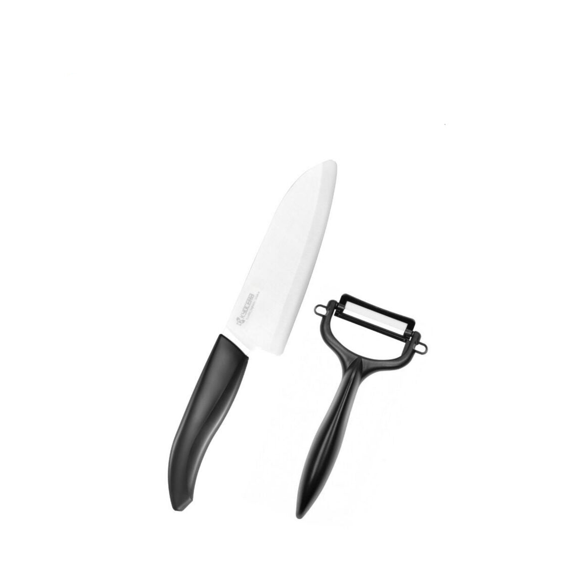 KYOCERA 5.5" Advanced Ceramic Santoku Knife & Peeler Set - Black (FK140WH-CP10N BK)