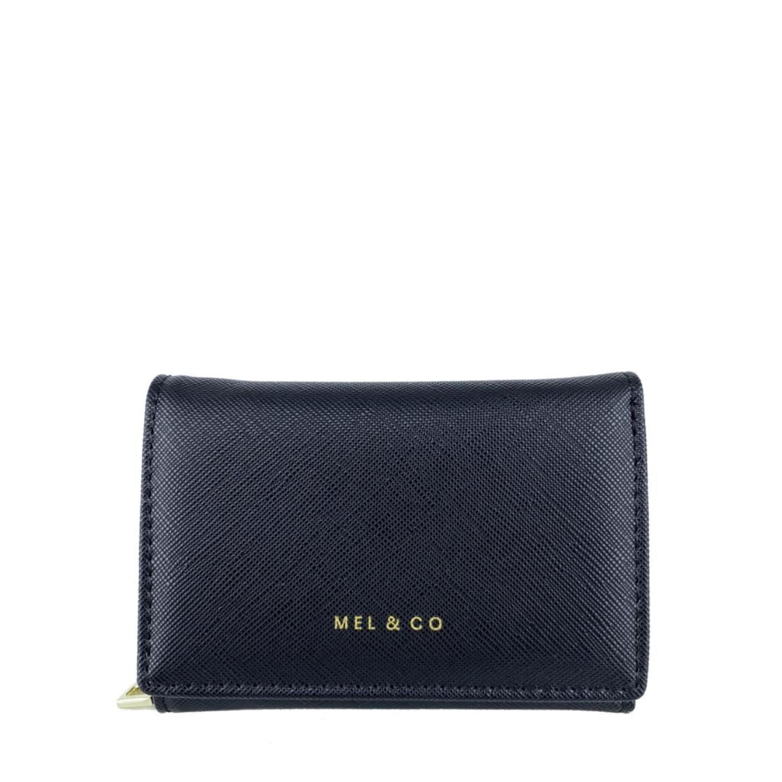 Mel&Co Saffiano-Effect Compact Tri-Fold Wallet
