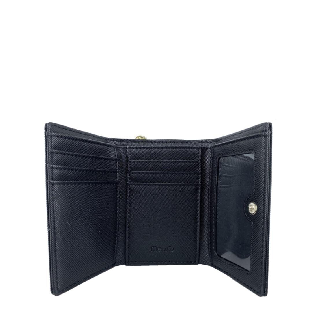 Mel&Co Saffiano-Effect Compact Tri-Fold Wallet