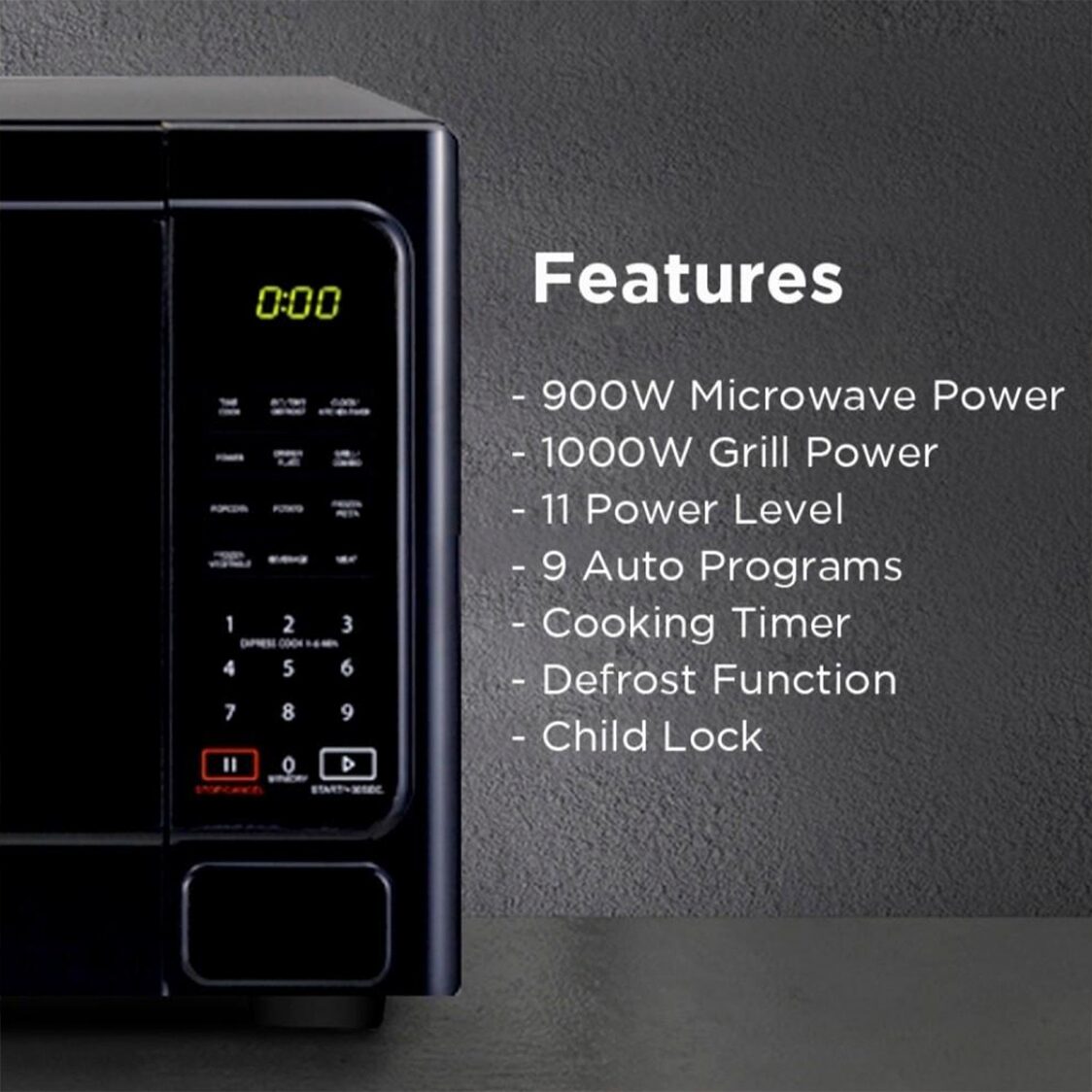 Toshiba 25L 1000W Microwave Oven with Grill Function (MM-EG25P BK)