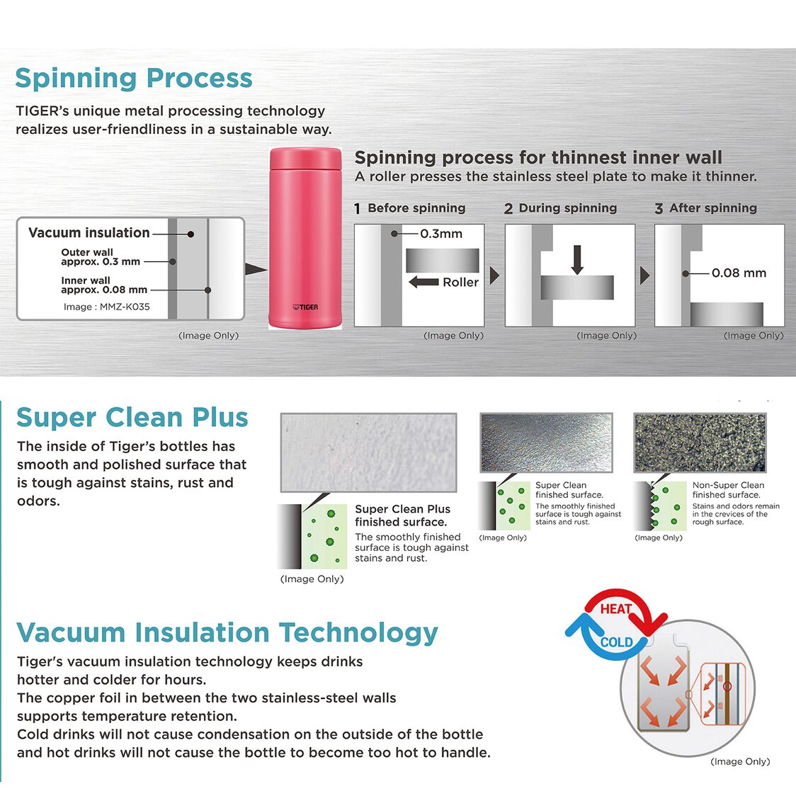 TIGER Double Stainless Steel Mug with Tea Strainer 480ml - Pink (MCA-T480 PI)