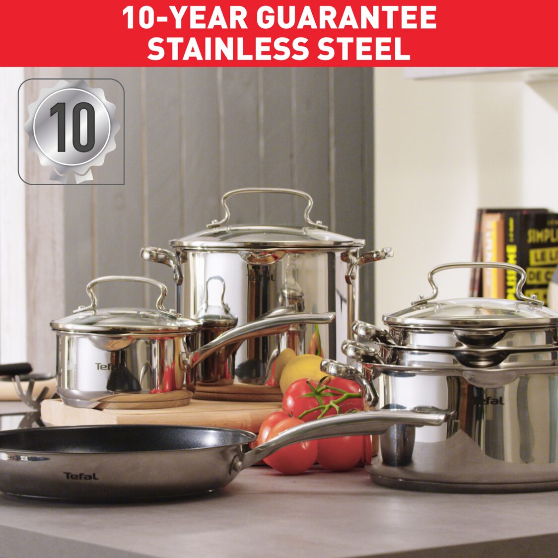 TEFAL DUETTO+ STAINLESS STEEL WOK PAN 28CM (G73219)