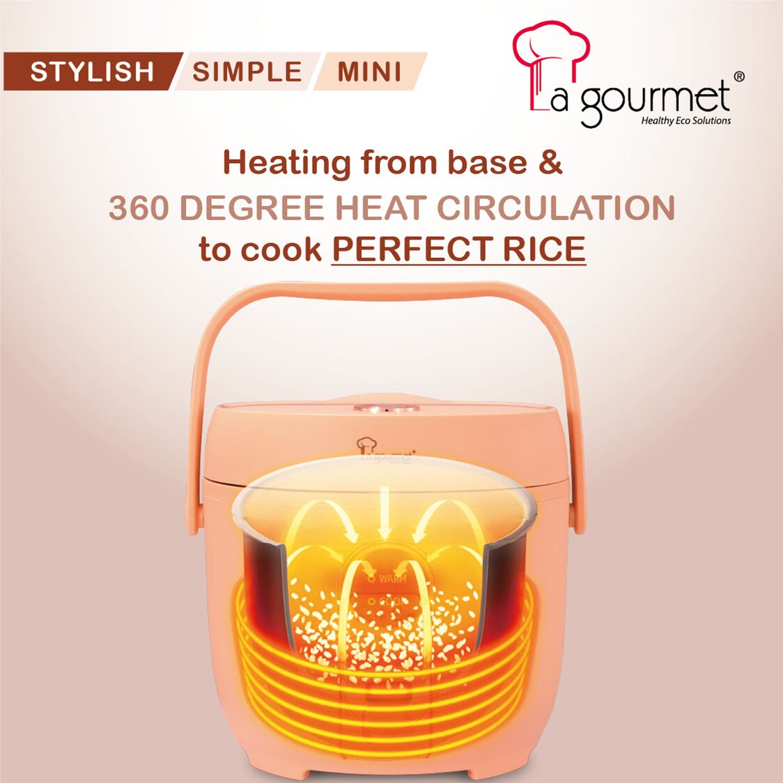 La Gourmet 0.8L Rice Cooker - Ceramic Pot