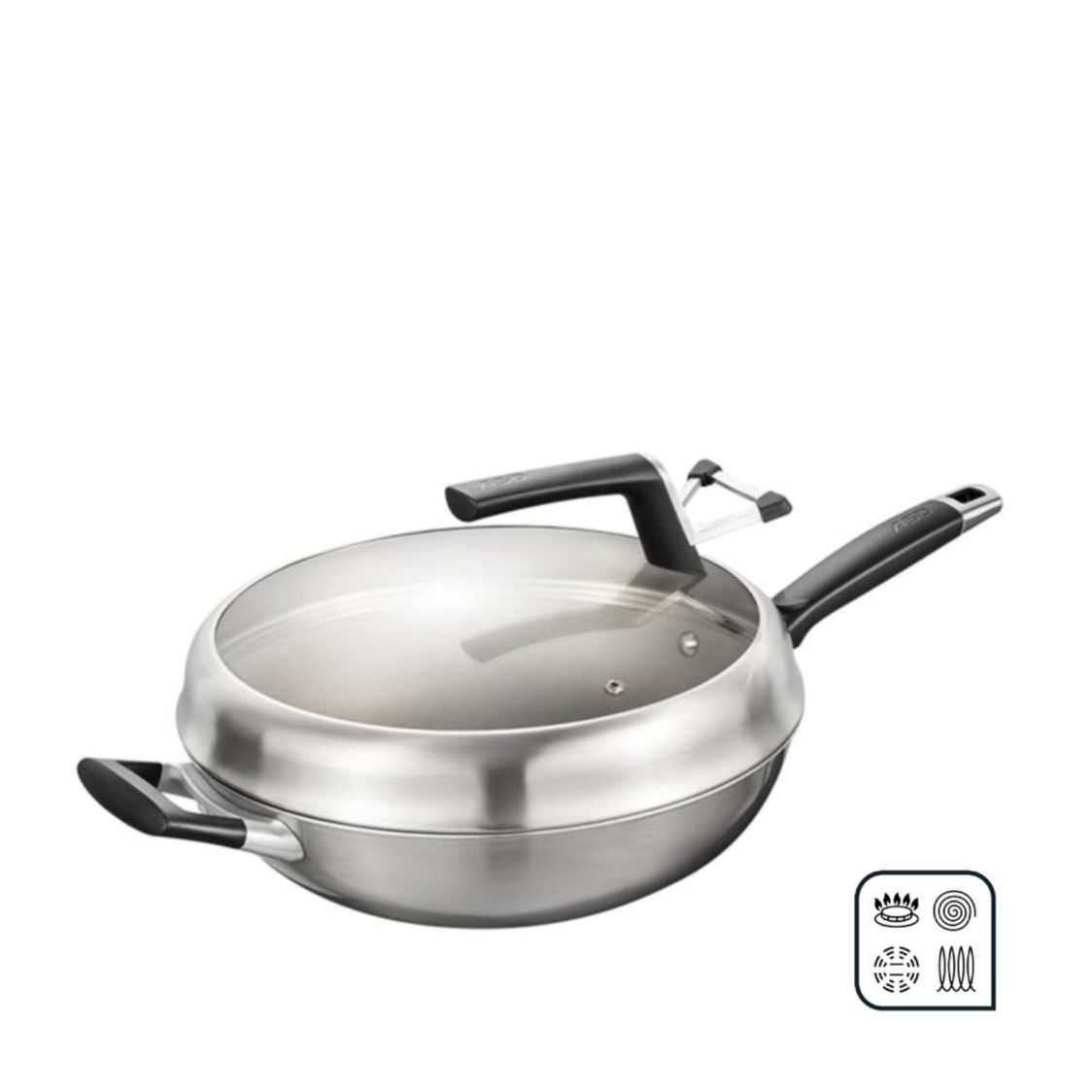 ASD Ti-Fusion 30cm 3-Ply S/Steel Stirfry Wok (CC30Z2Q)