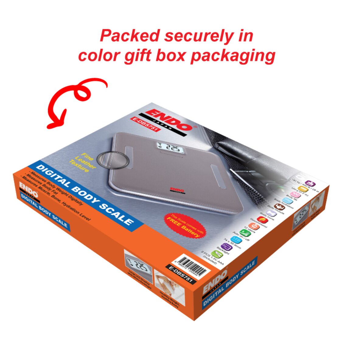 Endo High Precision Body Fat Analysis Scale Leather Grey E-DBS751